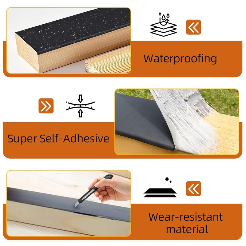 JOAPRIL Butyl Joist Tape for Decking 2''×50', 4 Rolls Weather-Resistant Deck Joist Tape 2 inch, Waterproof and Anti-Corrosion Joists Deck Tape,Self-Adhesive Flashing Joists Tape for Wood Decks Beams Roof - Image 3